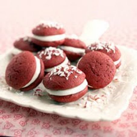 Red Velvet Whoopie Pies with Peppermint Filling